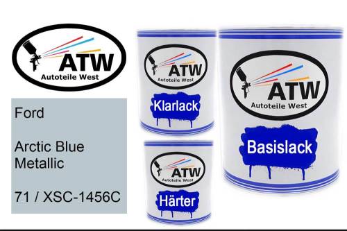 Ford, Arctic Blue Metallic, 71 / XSC-1456C: 1L Lackdose + 1L Klarlack + 500ml Härter - Set, von ATW Autoteile West.